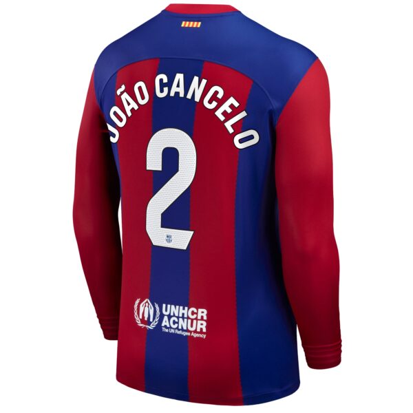 Joao Cancelo Barcelona 2023/24 Home Stadium Long Sleeve Player Jersey