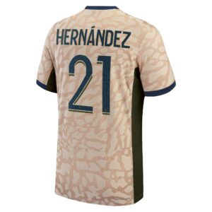 Psg Jordan Fourth Dri-Fit Adv Match Shirt 23/24 With Hernández 21 Printing
