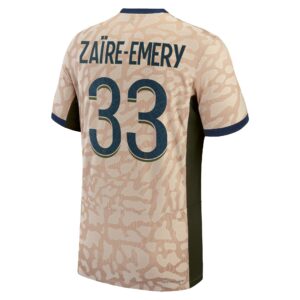 Psg Jordan Fourth Dri-Fit Adv Match Shirt 23/24 With Zaïre-Emery 33 Printing