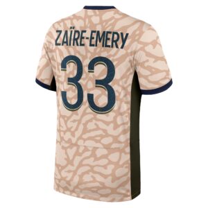 Psg Jordan Fourth Stadium Shirt 23/24 With Zaïre-Emery 33 Printing