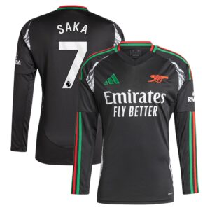 Bukayo Saka Arsenal 2024/25 Away Long Sleeve Player Jersey - Black