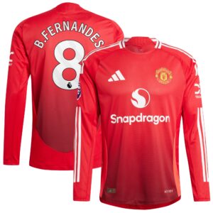 Bruno Fernandes Manchester United 2024/25 Home Authentic Long Sleeve Player Jersey - Red