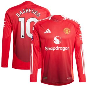 Marcus Rashford Manchester United 2024/25 Home Authentic Long Sleeve Player Jersey - Red