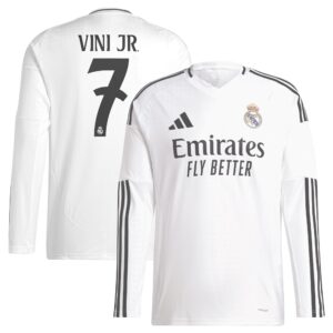 Vini Jr. Real Madrid 2024/25 Home Replica Long Sleeve Player Jersey