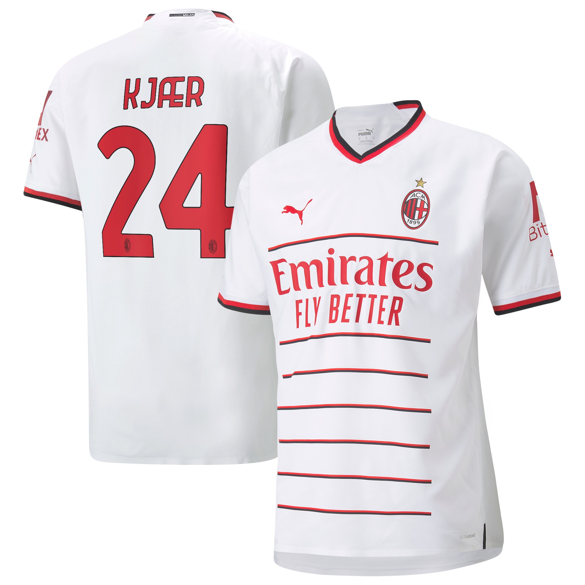 AC Milan Away Authentic Shirt 2022-23 with Kjær 24 printing