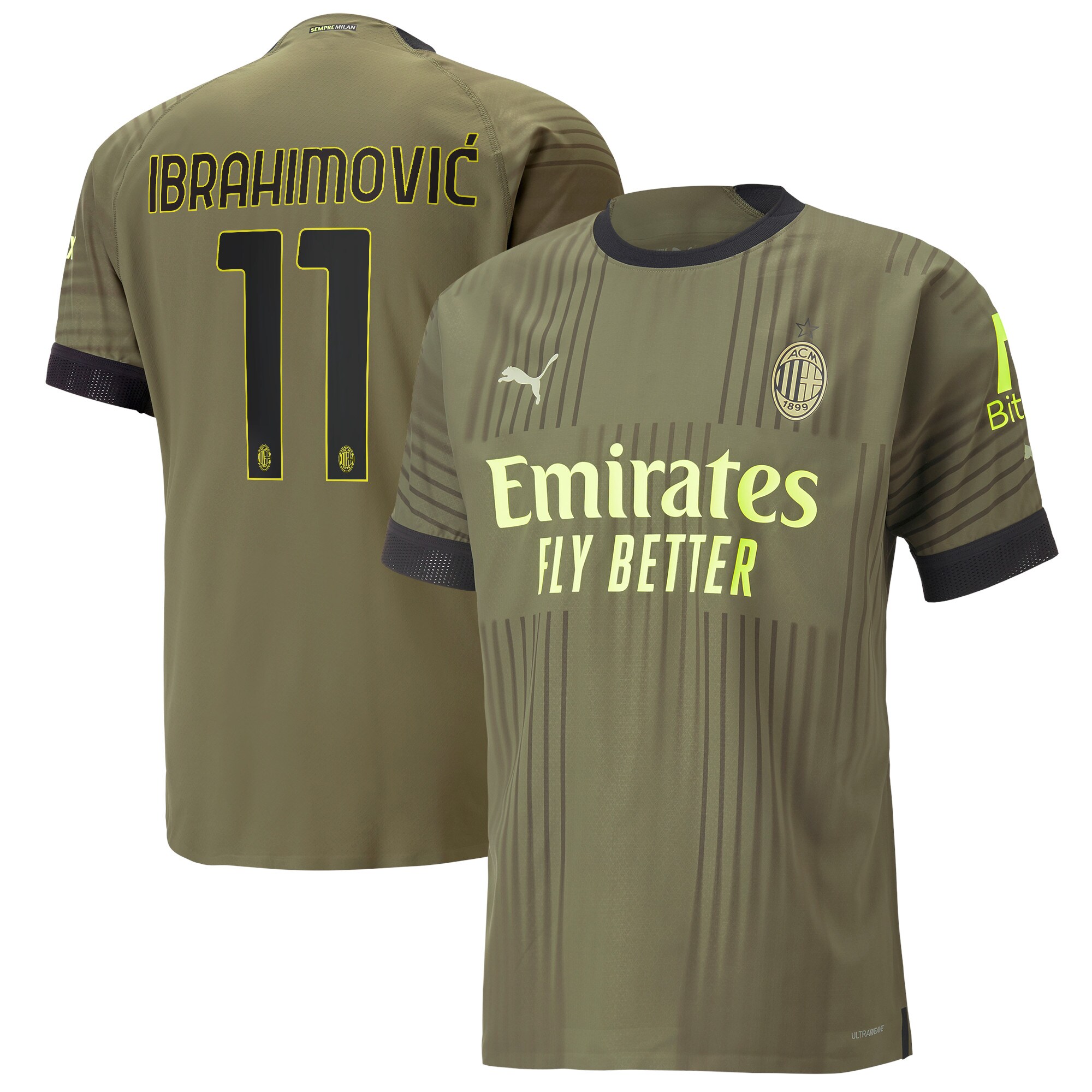 AC Milan Third Authentic Shirt 2022-23 with Ibrahimovic 11 printing