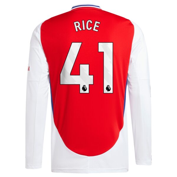 Arsenal Home Shirt 2024-25 - Long Sleeve with Rice 41 printing