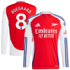 Arsenal Home Shirt 2024-25 - Long Sleeve with Ødegaard 8 printing
