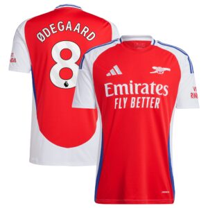 Arsenal Home Shirt 2024-25 with Ødegaard 8 printing