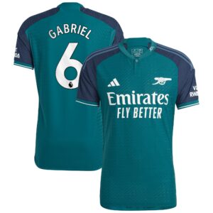 Arsenal Third Authentic Shirt 2023-24 with Gabriel 6 printing