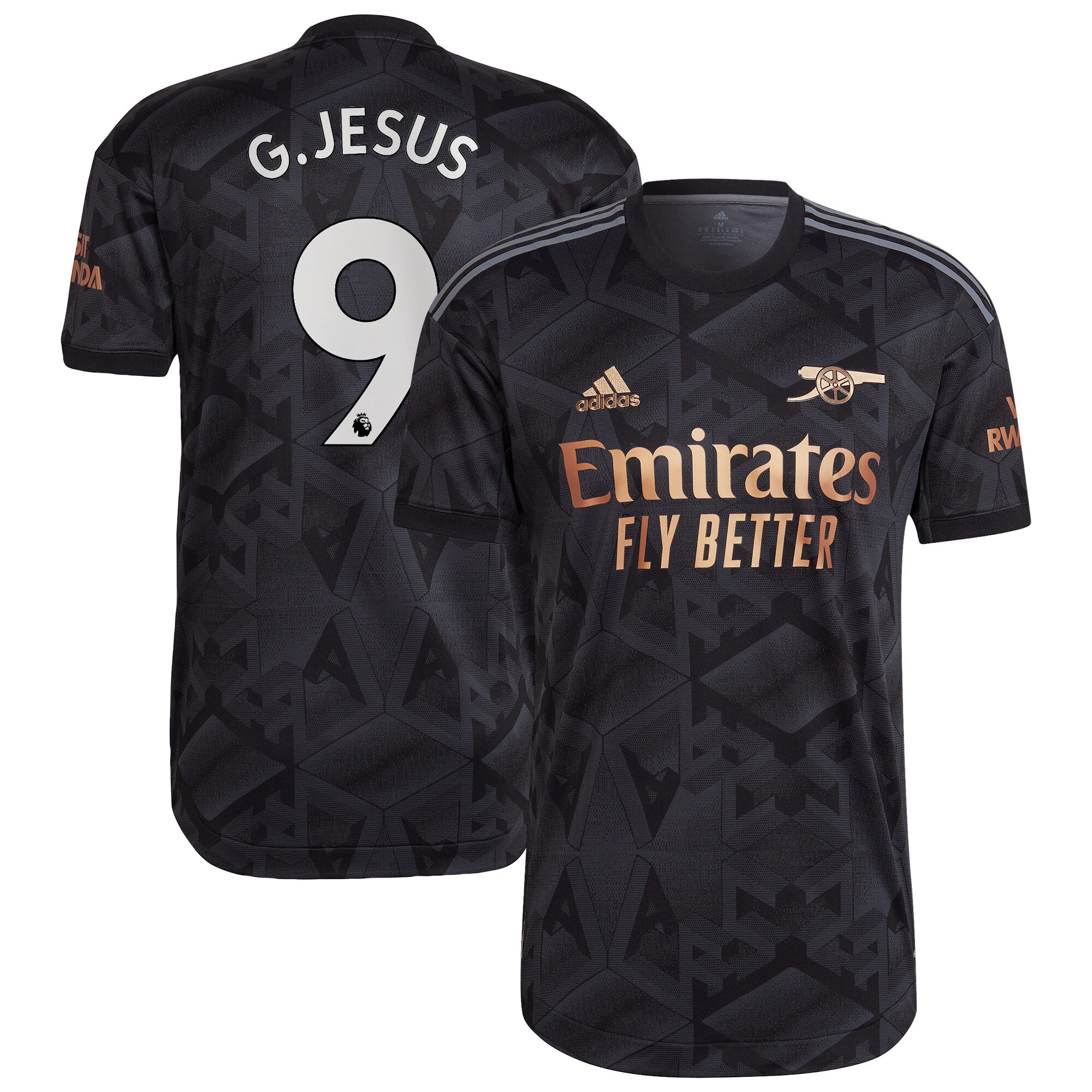 Arsenal Away Authentic Shirt 2022-2023 with G.Jesus 9 printing