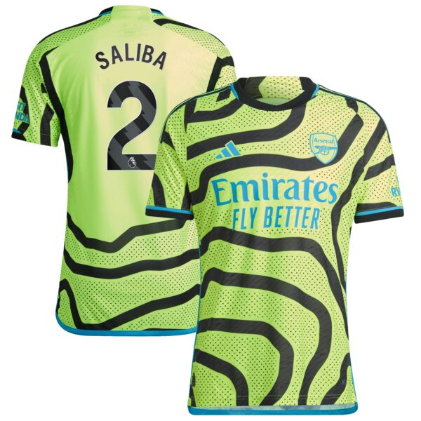 Arsenal Away Authentic Shirt 2023-24 with Saliba 12 printing