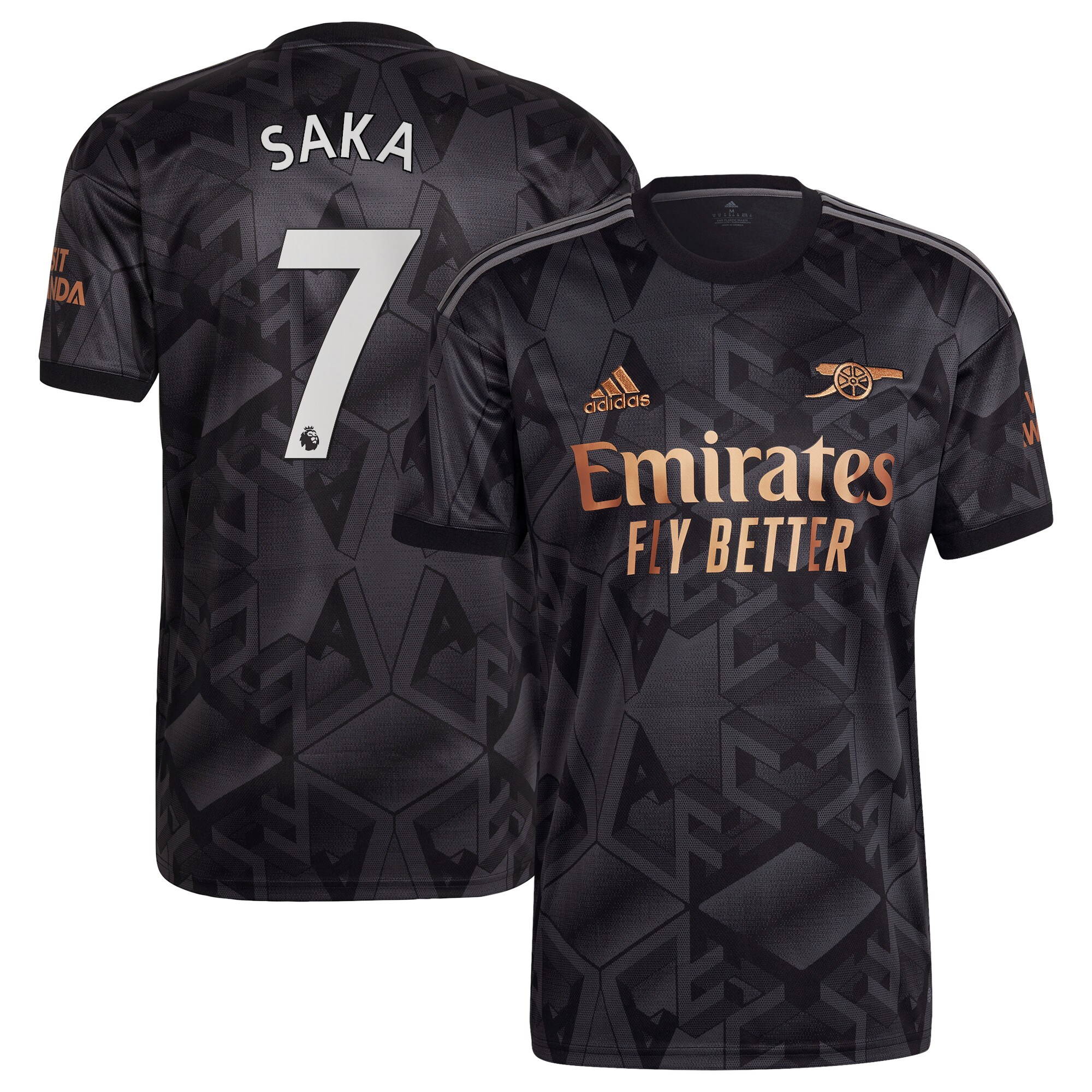 Arsenal Away Shirt 2022-2023 with Saka 7 printing