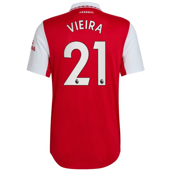 Arsenal Home Authentic Shirt 2022-2023 with Vieira 21 printing