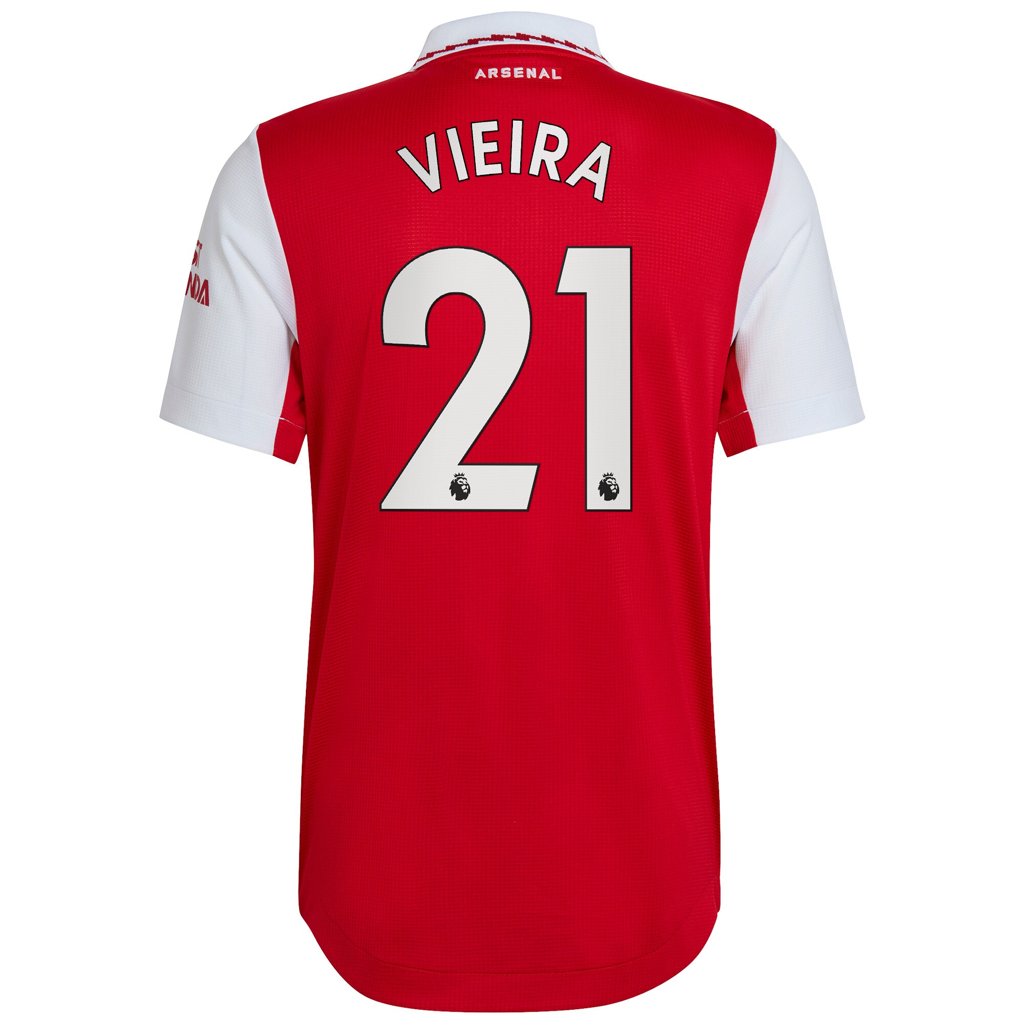 Arsenal Home Authentic Shirt 2022-2023 with Vieira 21 printing