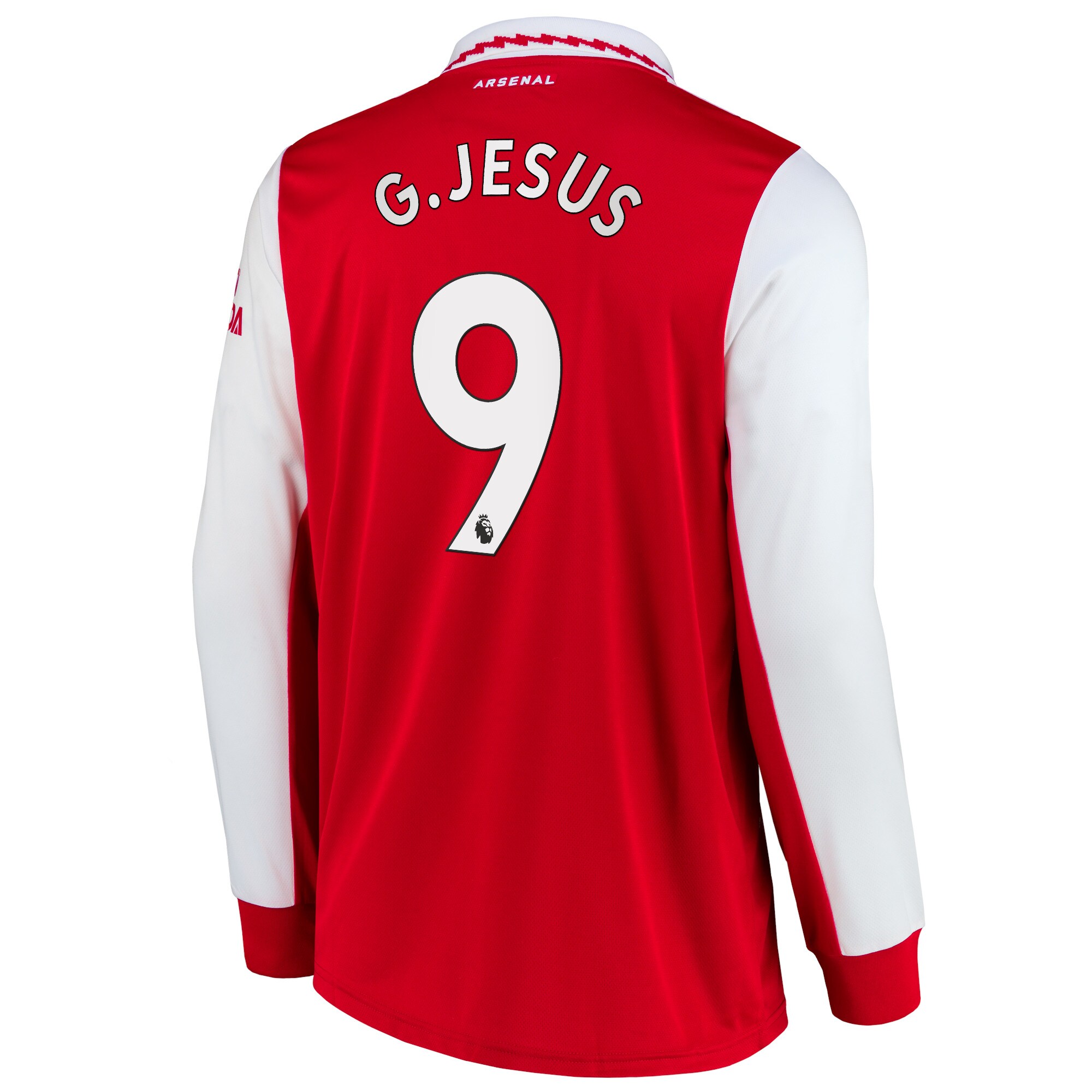 Arsenal Home Shirt 2022-23 - Long Sleeve with G.Jesus 9 printing
