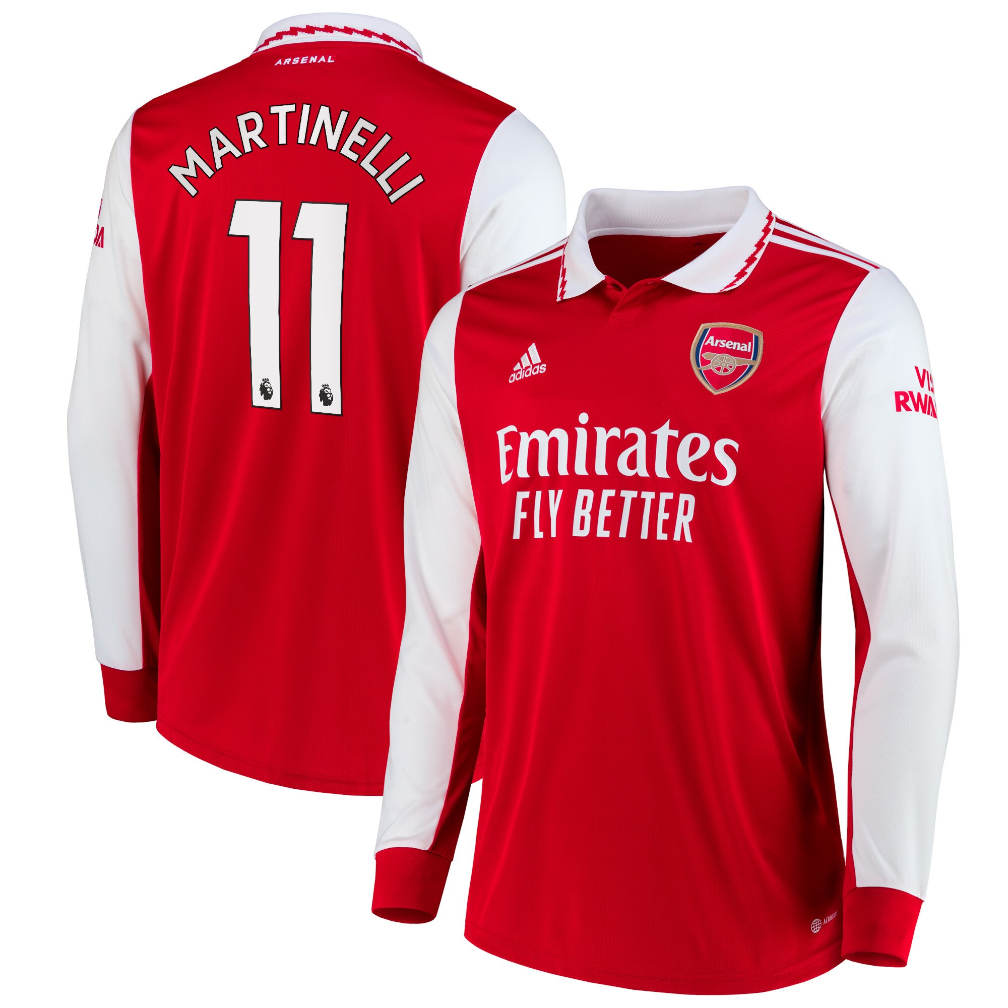 Arsenal Home Shirt 2022/23 Long Sleeve with Martinelli 11 printing