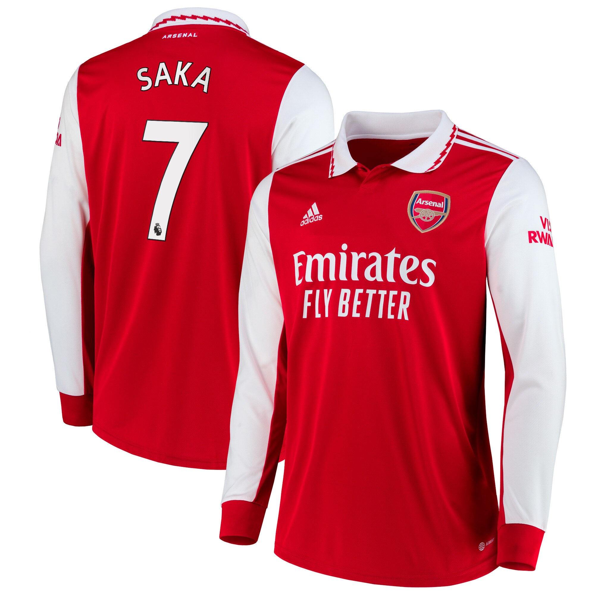 Arsenal Home Shirt 2022/23 Long Sleeve with Saka 7 printing