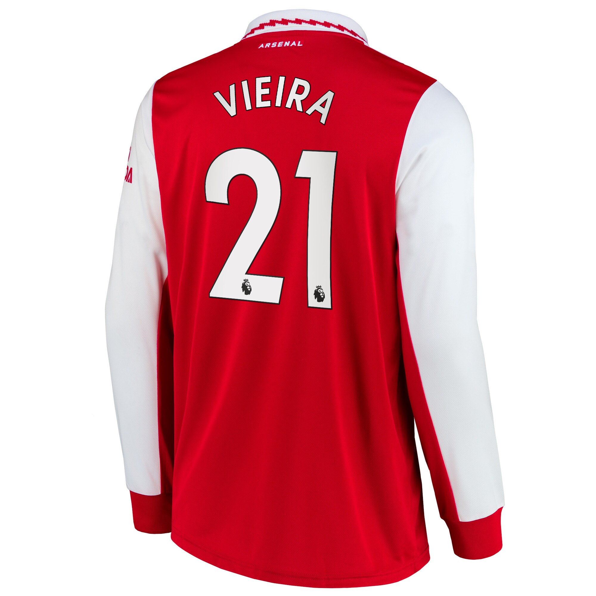 Arsenal Home Shirt 2022-23 - Long Sleeve with Vieira 21 printing