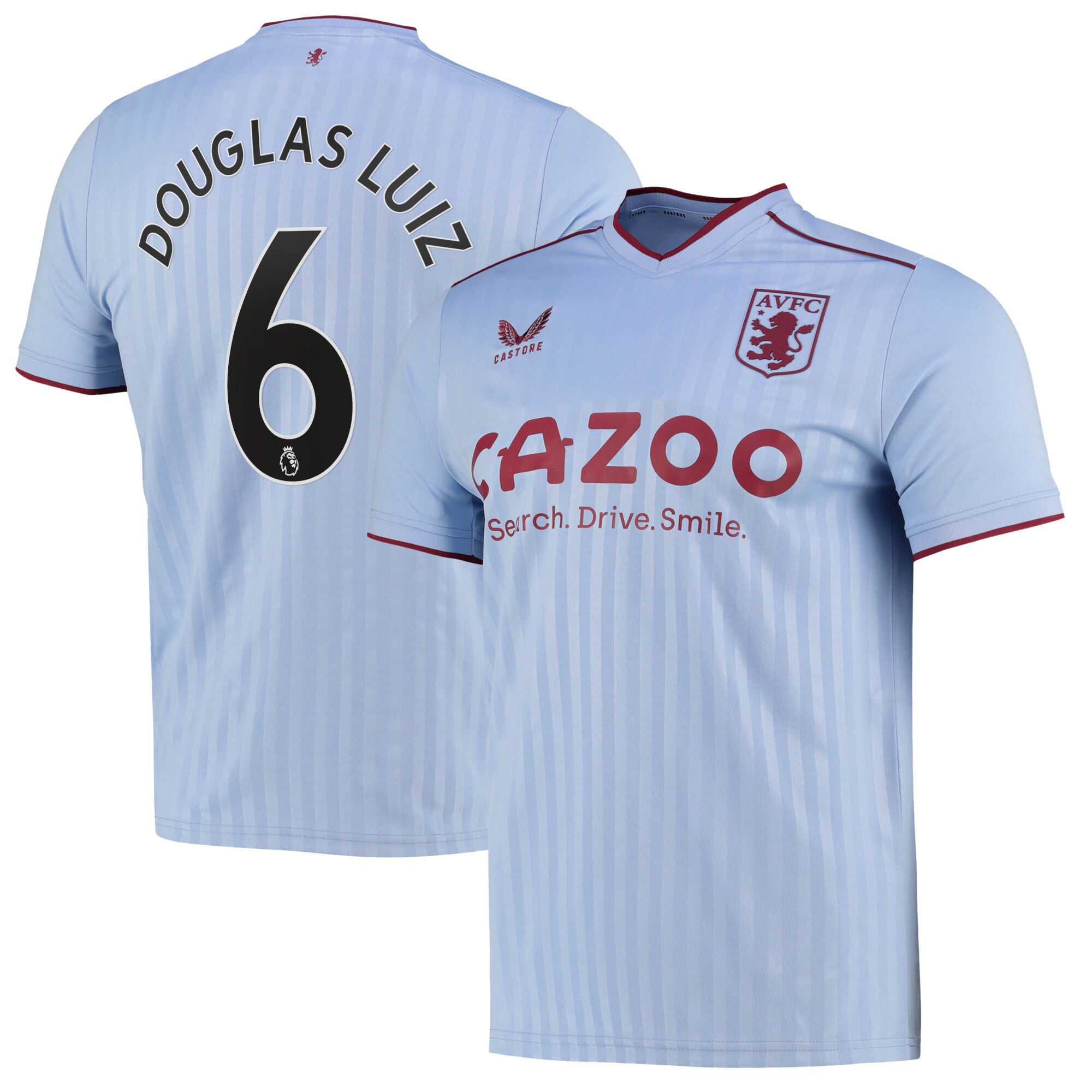 Aston Villa Away Shirt 2022-23 with Douglas Luiz 6 printing