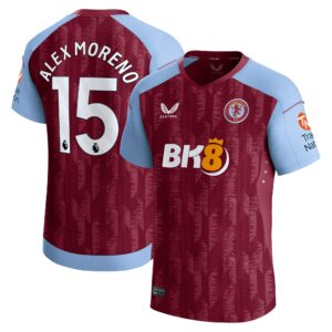 Aston Villa Home Pro Shirt 2023-24 with Alex Moreno 15 printing
