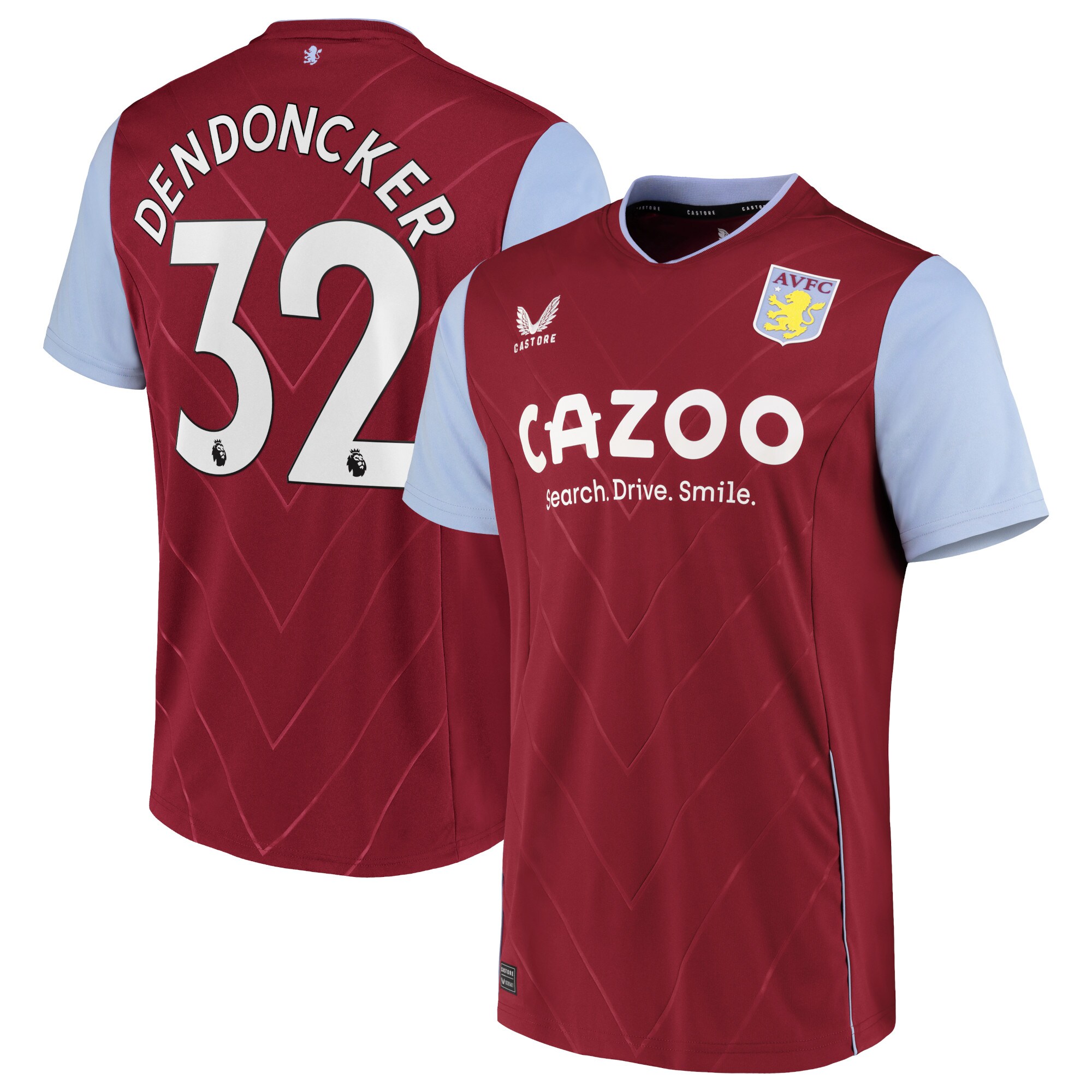 Aston Villa Home Shirt 2022-23 with Dendoncker 32 printing