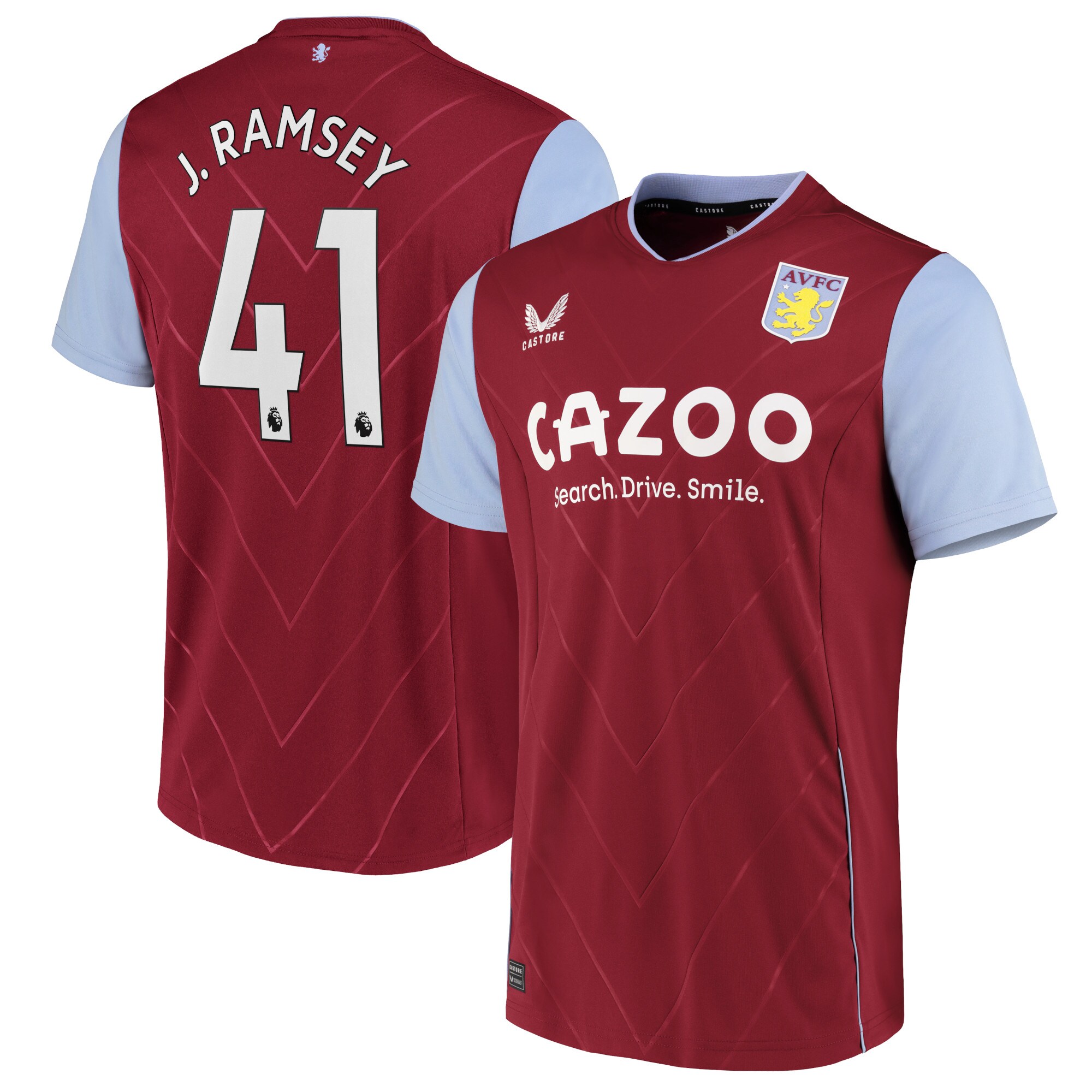 Aston Villa Home Shirt 2022-23 with J.Ramsey 41 printing