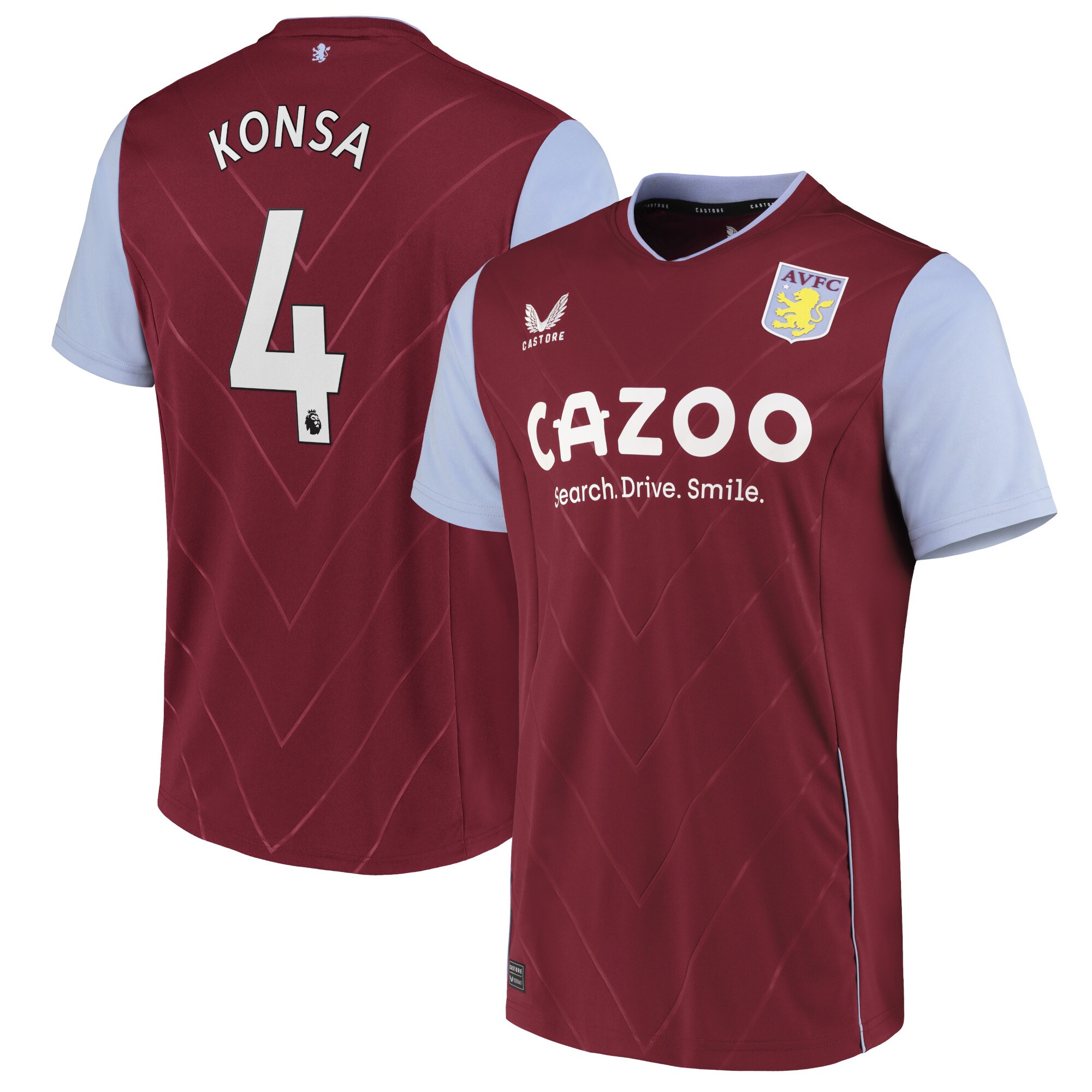 Aston Villa Home Shirt 2022-23 with Konsa 4 printing