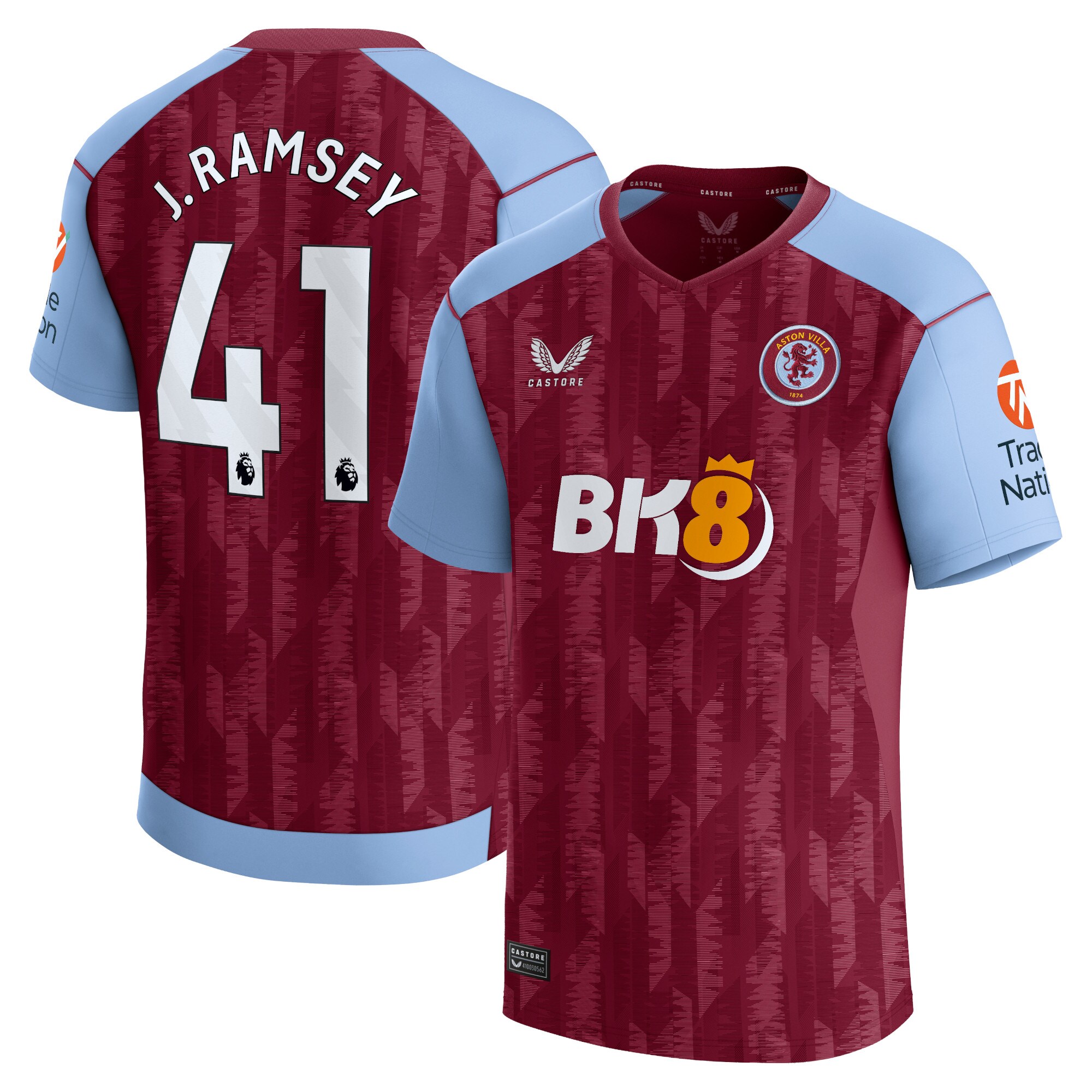 Aston Villa Home Shirt 2023-24 with J. Ramsey 41 printing