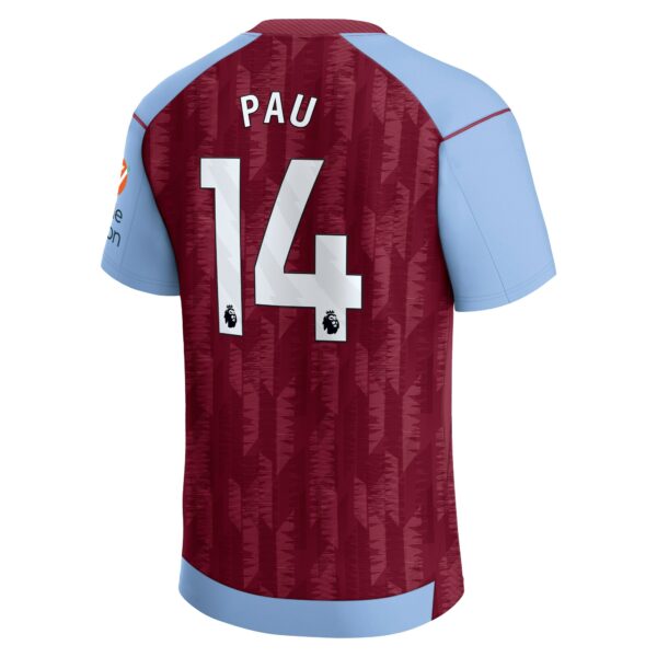 Aston Villa Home Shirt 2023-24 With Pau 14 Printing