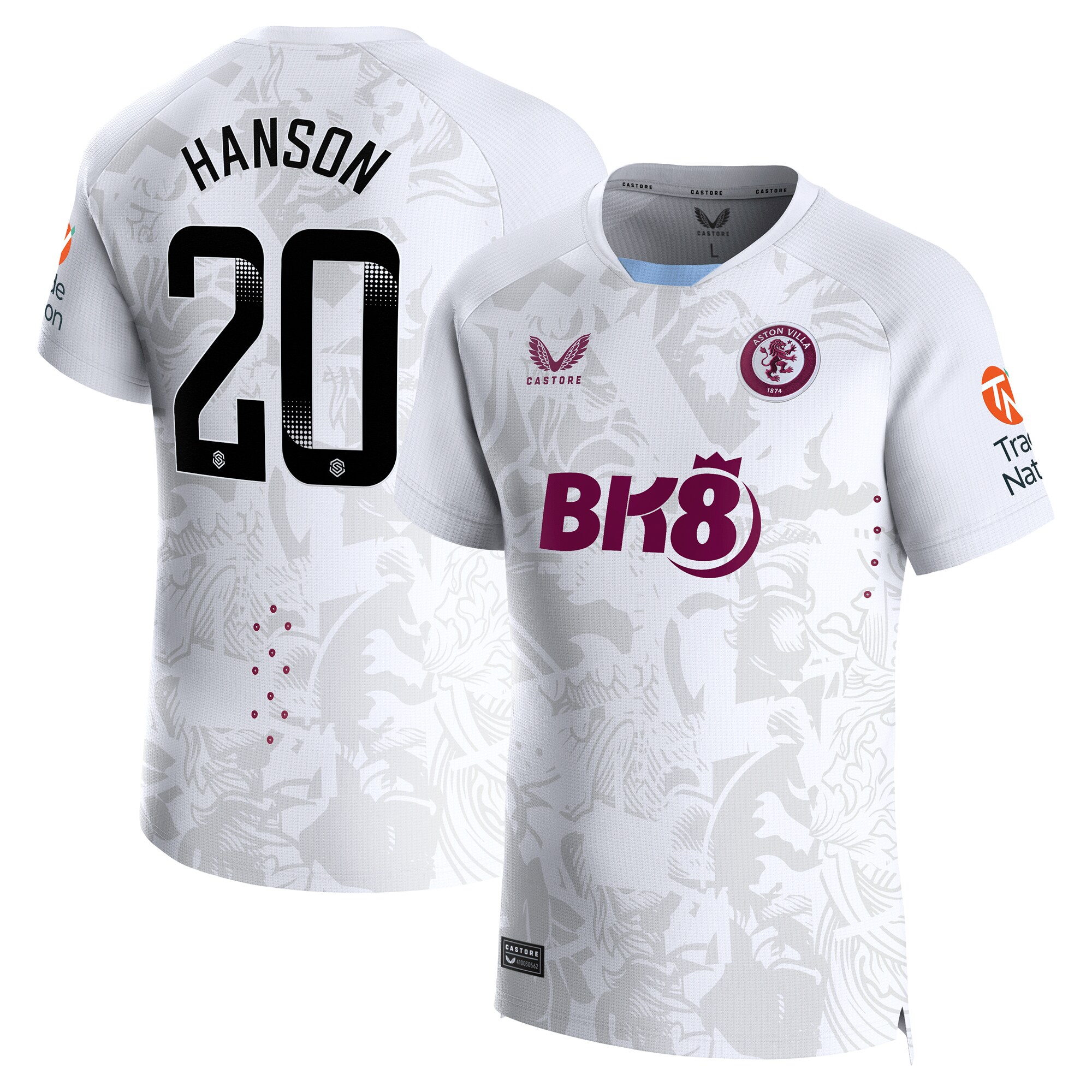 Aston Villa WSL Away Pro Shirt 2023-24 with Hanson 20 printing