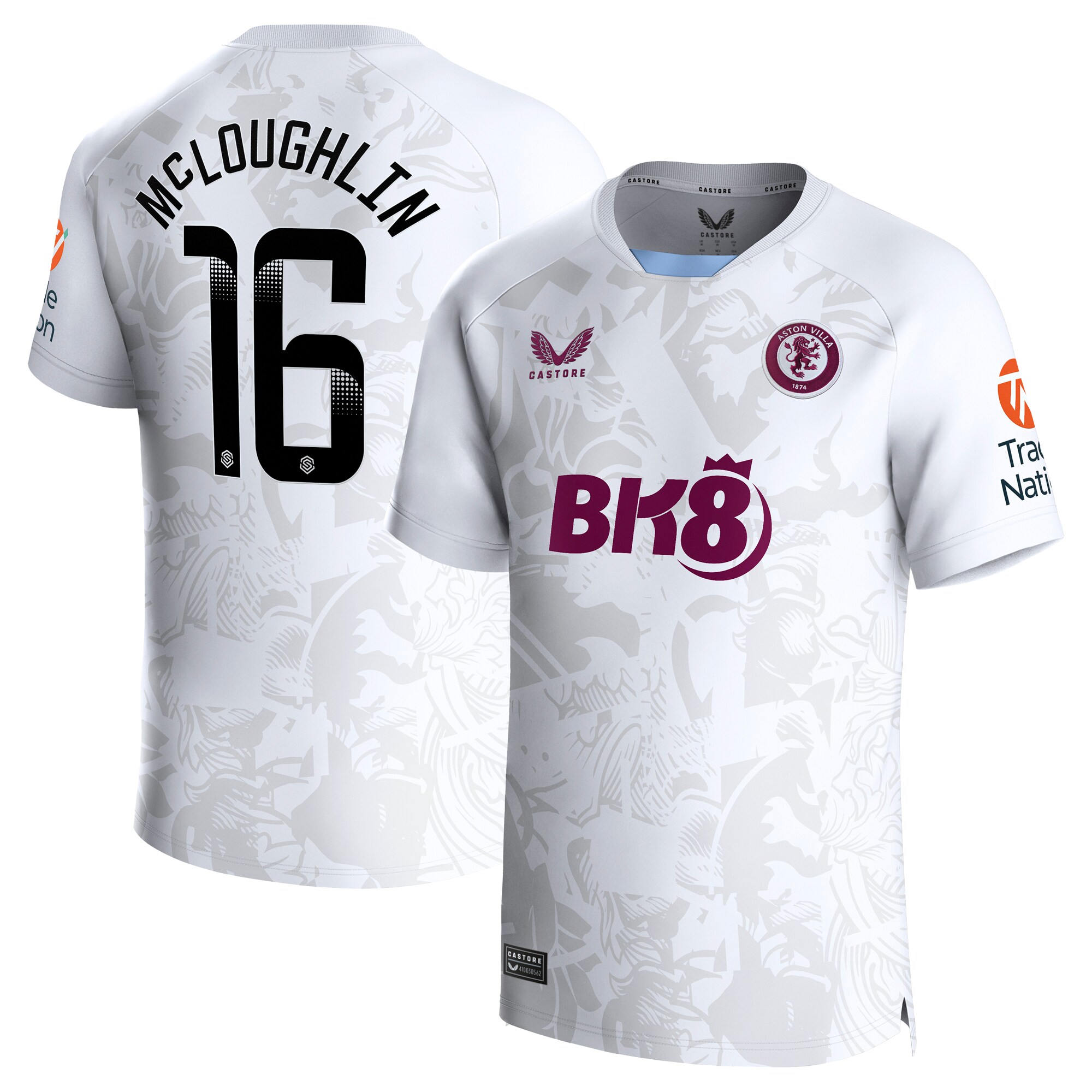 Aston Villa WSL Away Shirt 2023-24 with McLoughlin 16 printing