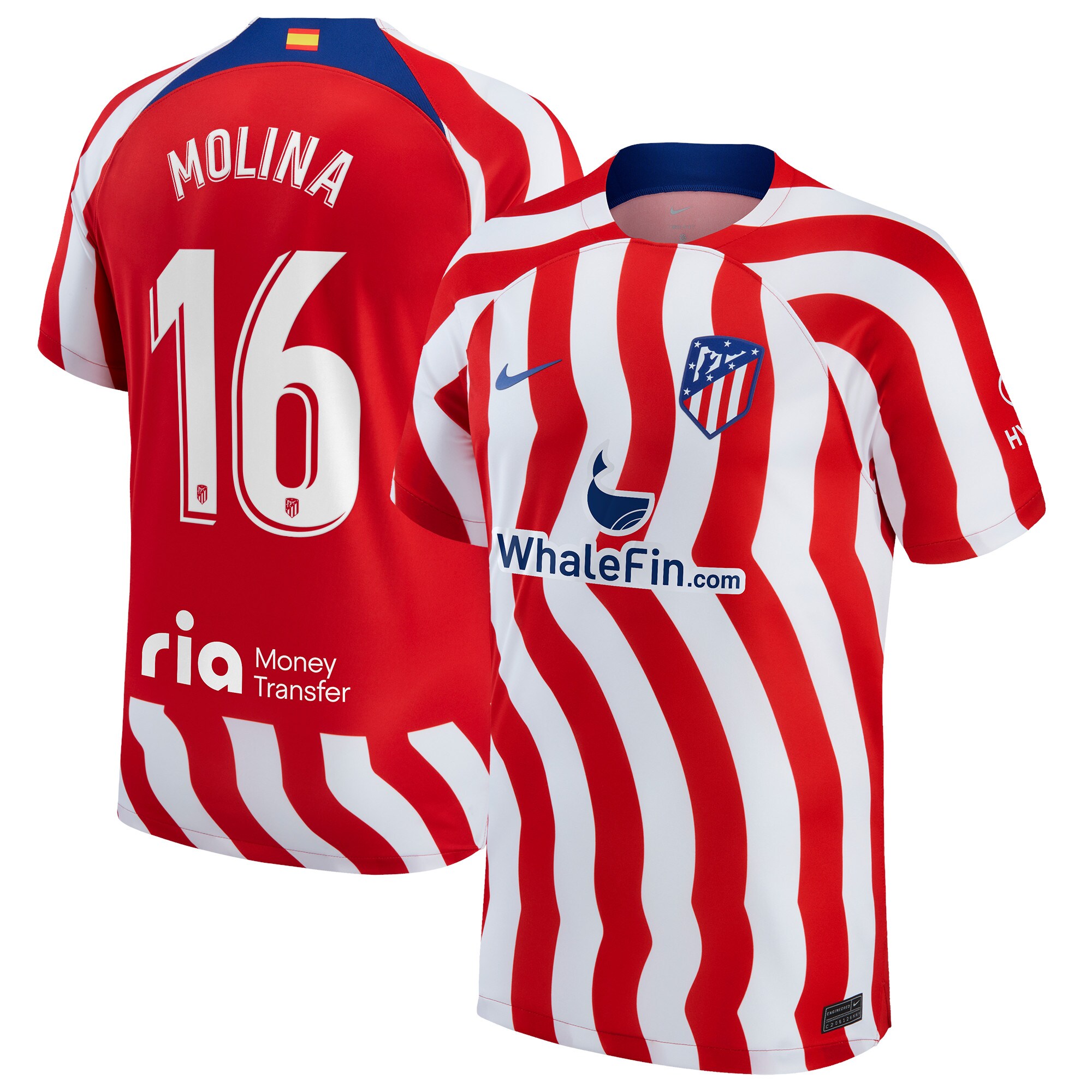 Nike Atlético de Madrid Metropolitano Home Stadium Shirt 2022-23 with Molina 16 Printing