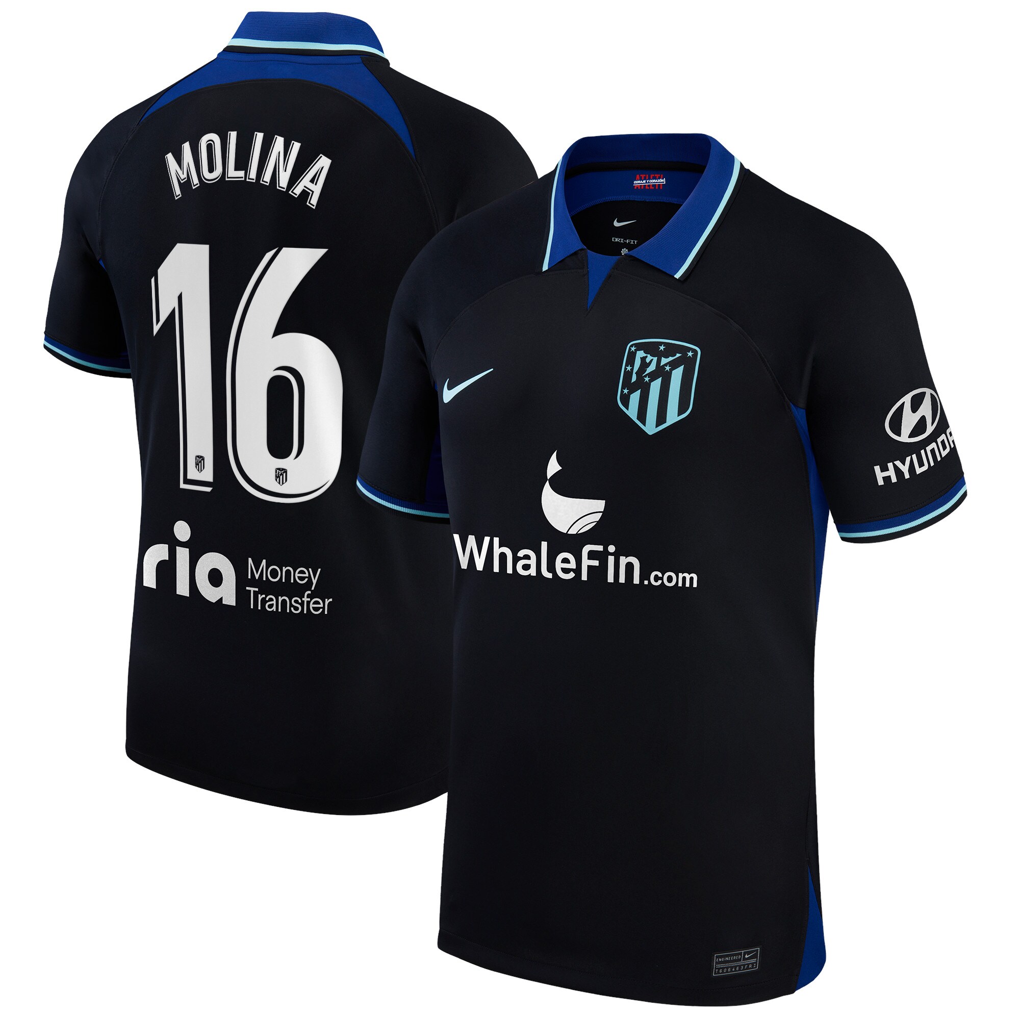 Atlético de Madrid Away Stadium Shirt 2022-23 with Molina 16 printing