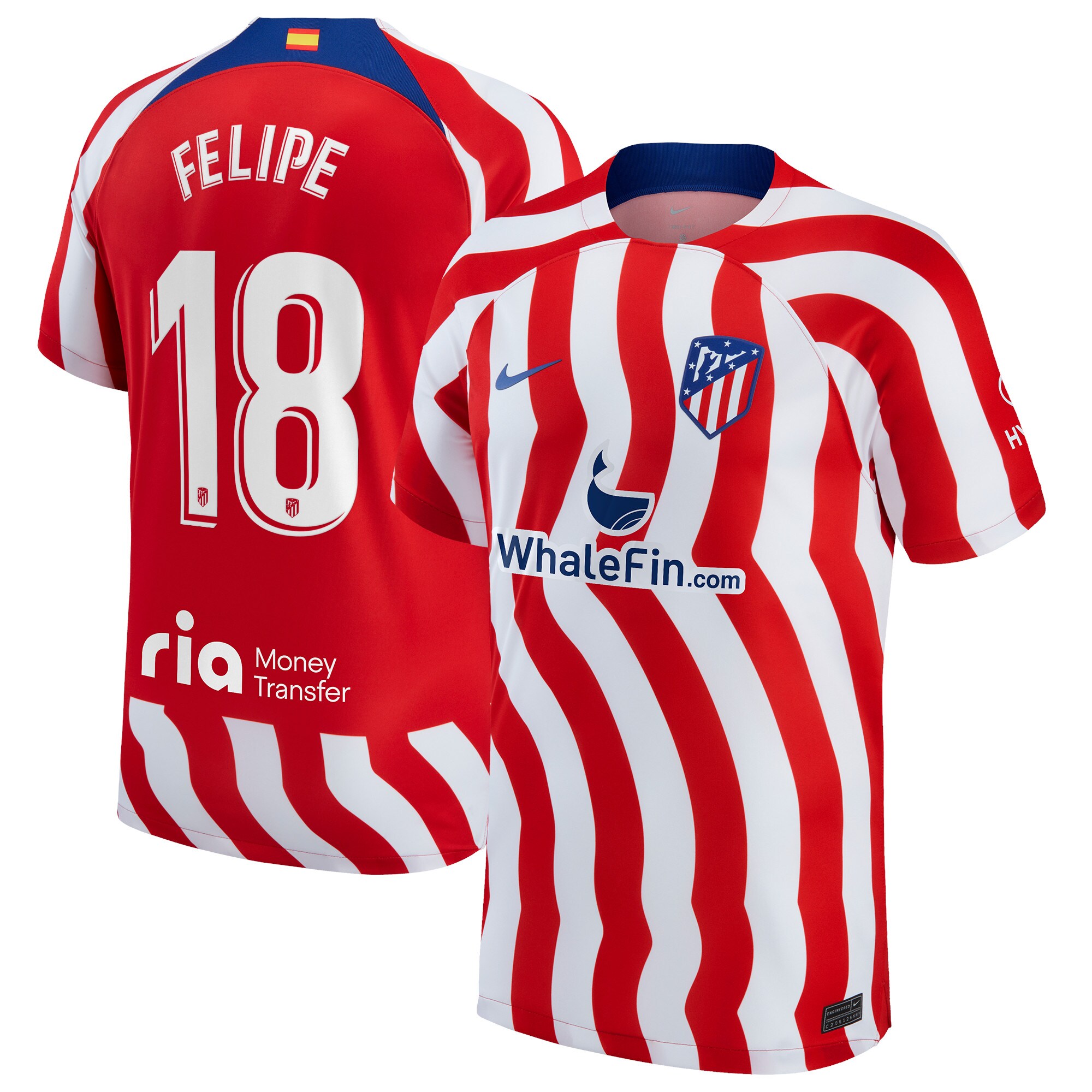 Atlético de Madrid Home Stadium Shirt 2022-23 with Felipe 18 printing