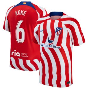 Atlético de Madrid Home Stadium Shirt 2022-23 with Koke 6 printing