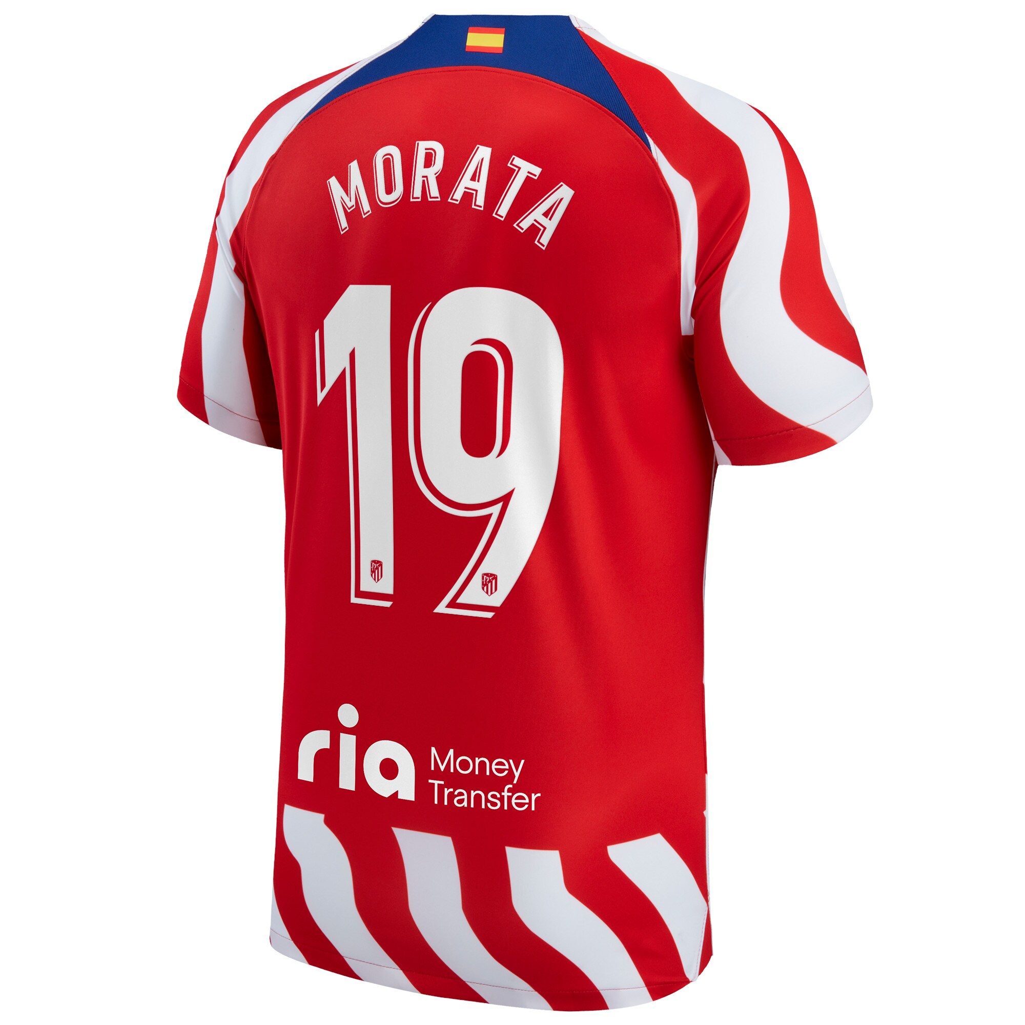 Atlético de Madrid Home Stadium Shirt 2022-23 with Morata 19 printing