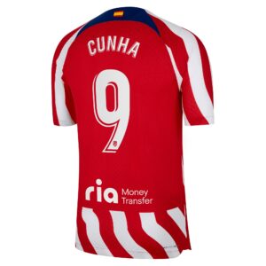 Atlético de Madrid Home Vapor Match Shirt 2022-23 with Cunha 9 printing