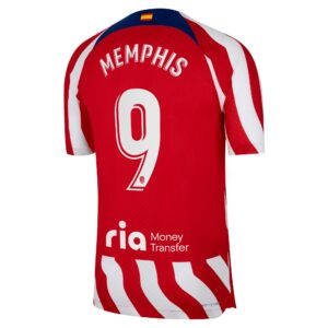 Atlético de Madrid Home Vapor Match Shirt 2022-23 with Memphis 9 printing
