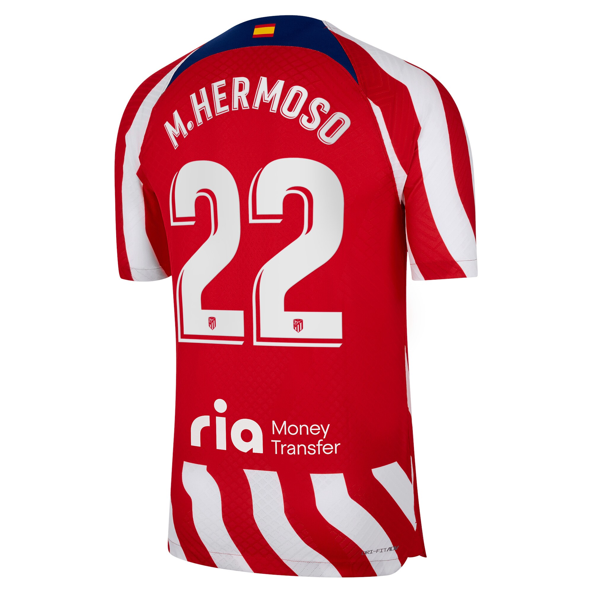 Atlético de Madrid Home Vapor Match Shirt 2022-23 with M.Hermoso 22 printing