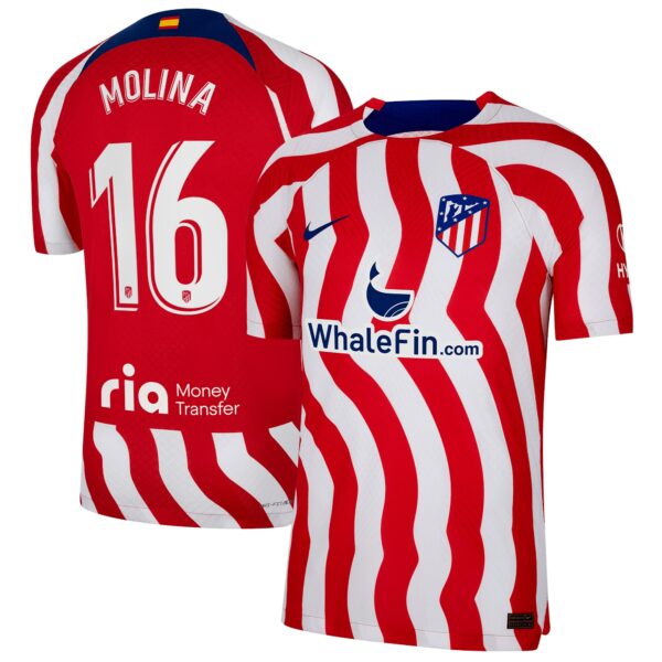 Atlético de Madrid Home Vapor Match Shirt 2022-23 with Molina 16 printing