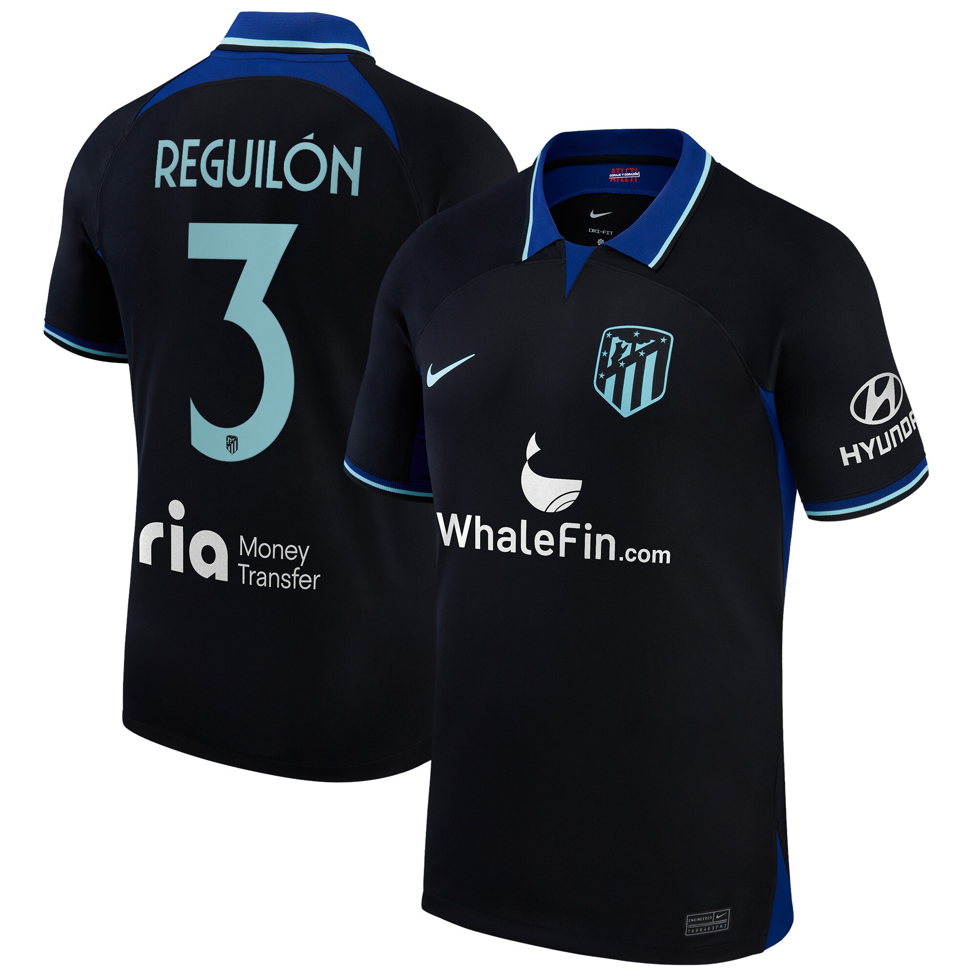 Atlético de Madrid Metropolitano Away Stadium Shirt 2022-23 with Reguilón 3 printing