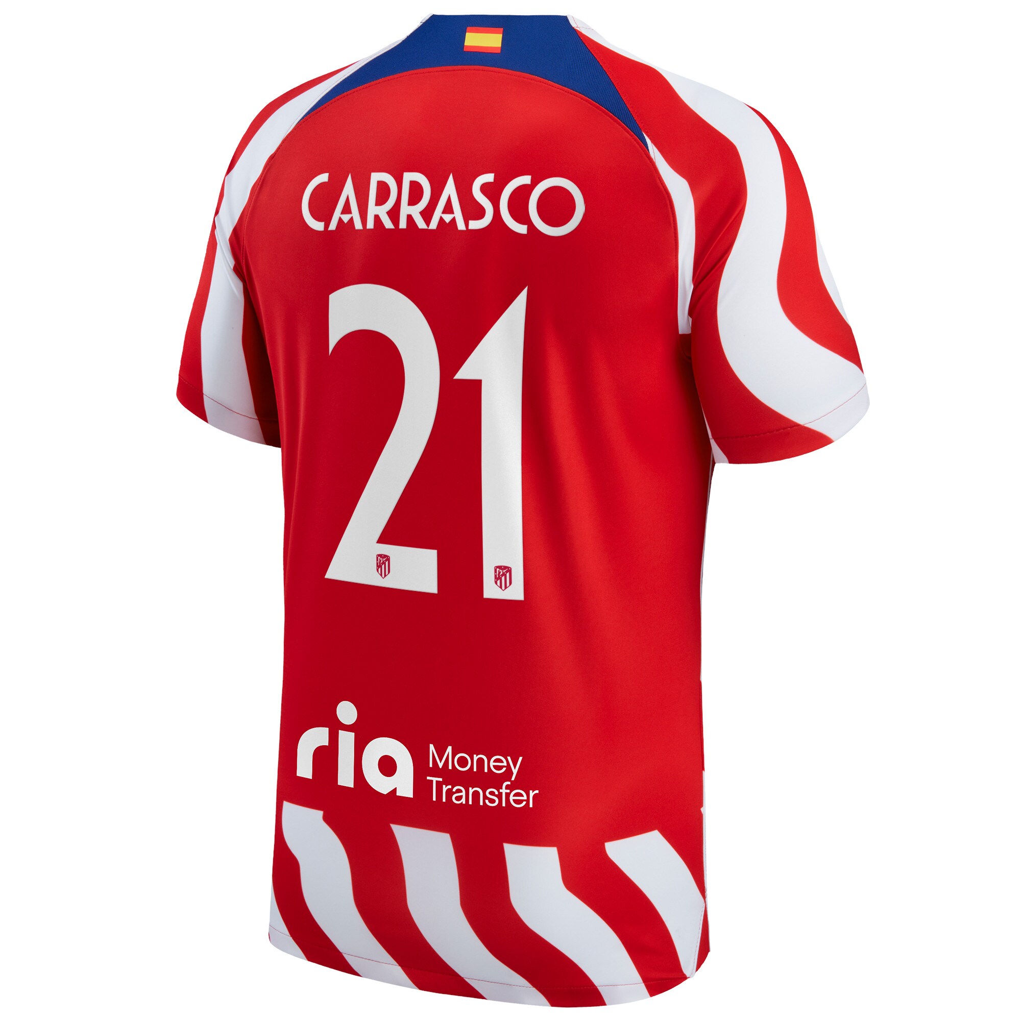 Atlético de Madrid Metropolitano Home Stadium Shirt 2022-23 with Carrasco 21 printing