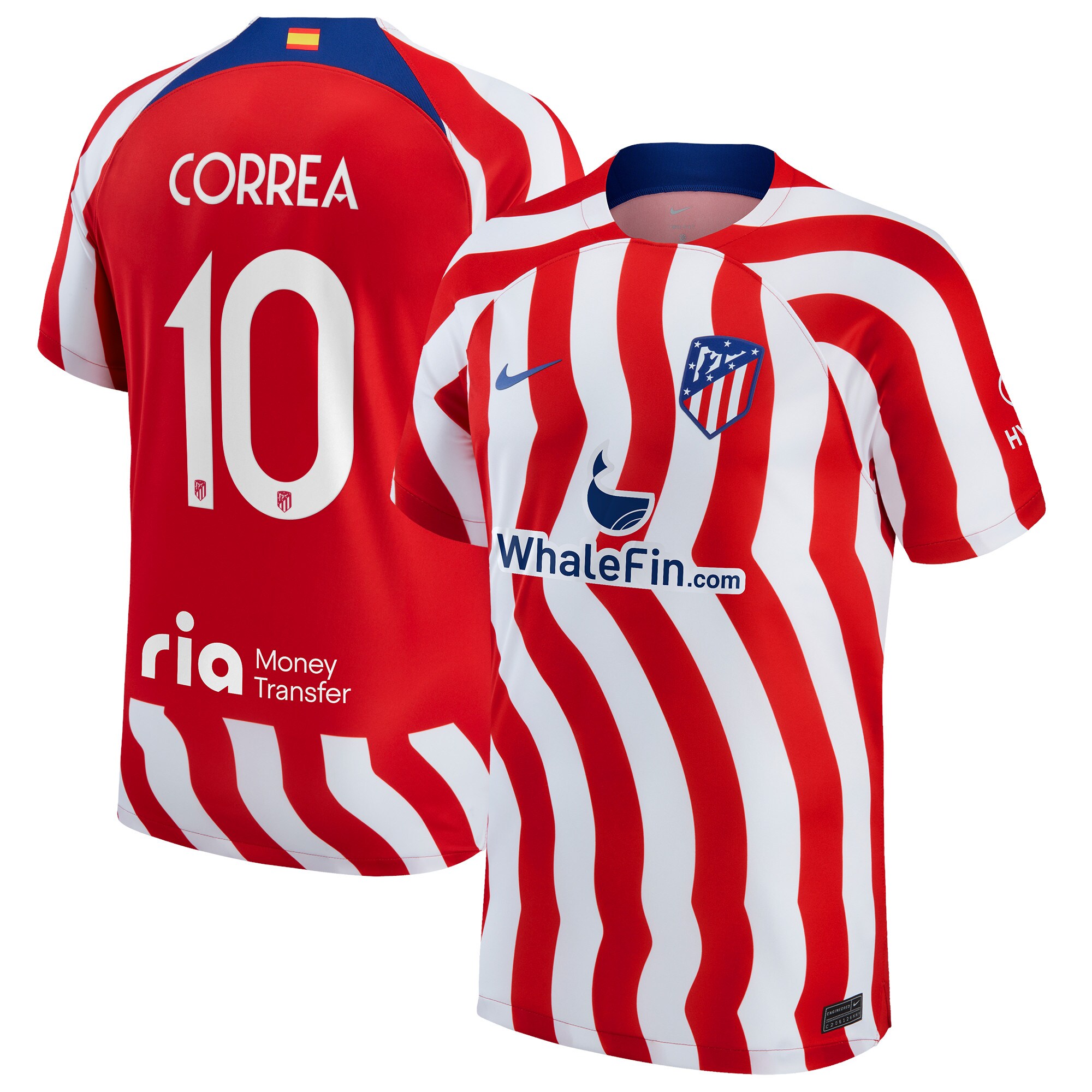 Atlético de Madrid Metropolitano Home Stadium Shirt 2022-23 with Correa 10 printing