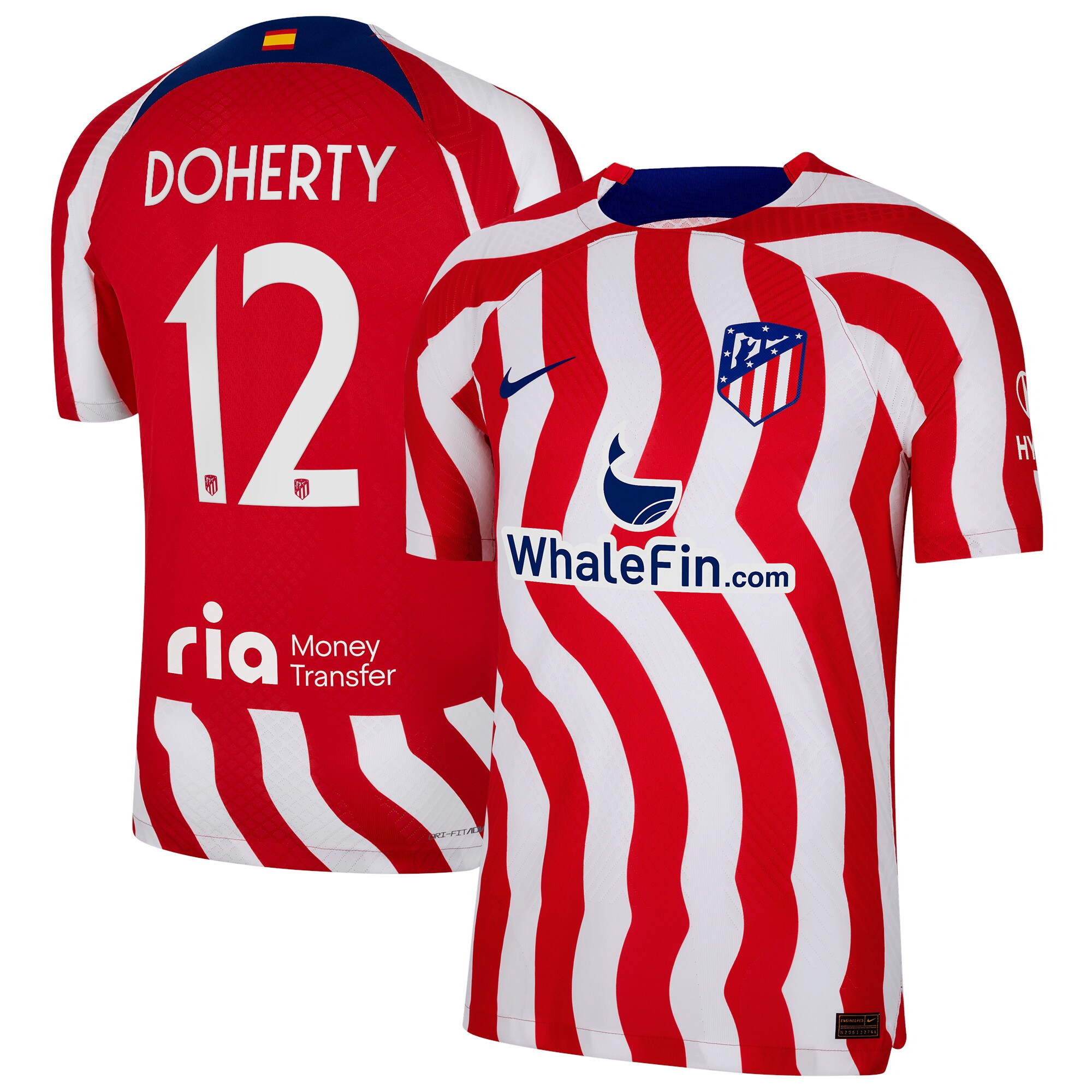 Atlético de Madrid Metropolitano Home Stadium Shirt 2022-23 with Doherty 12 printing