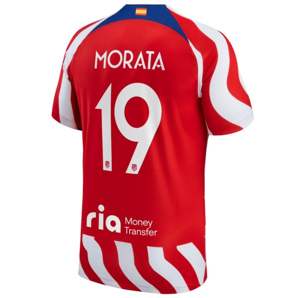 Atlético de Madrid Metropolitano Home Stadium Shirt 2022-23 with Morata 19 printing