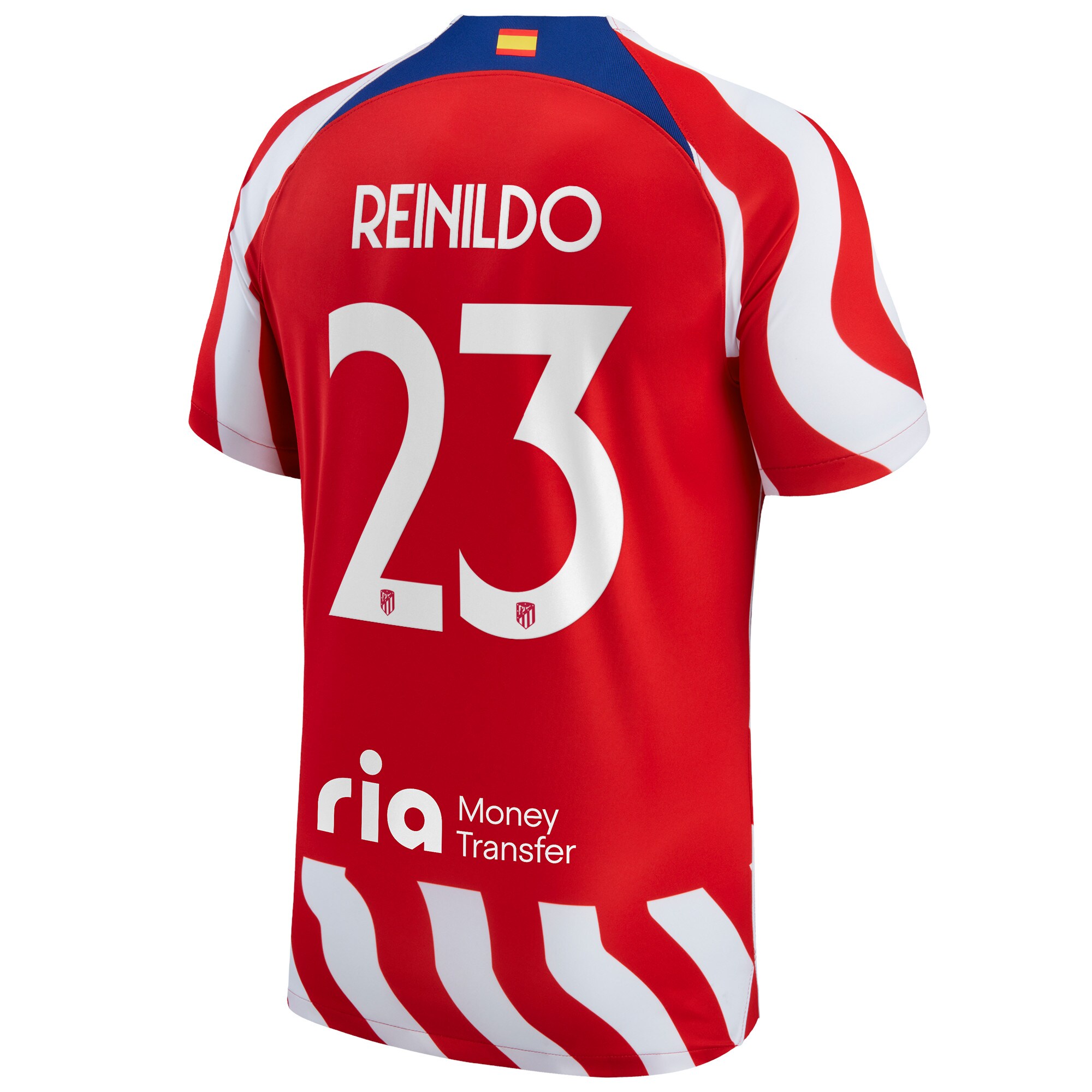 Atlético de Madrid Metropolitano Home Stadium Shirt 2022-23 with Reinildo 23 printing