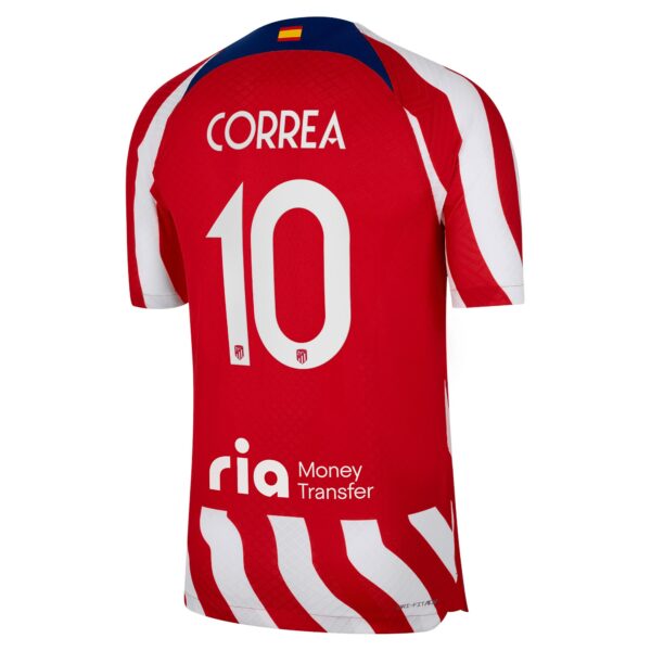 Atlético de Madrid Metropolitano Home Vapor Match Shirt 2022-23 with Correa 10 printing
