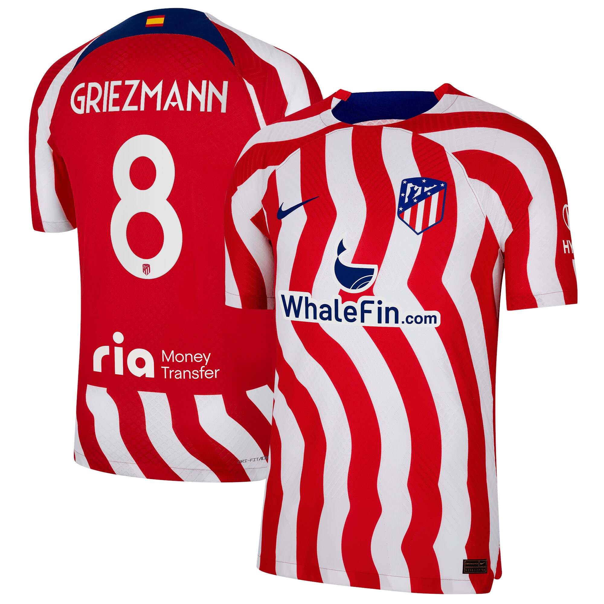 Atlético de Madrid Metropolitano Home Vapor Match Shirt 2022-23 with Griezmann 8 printing