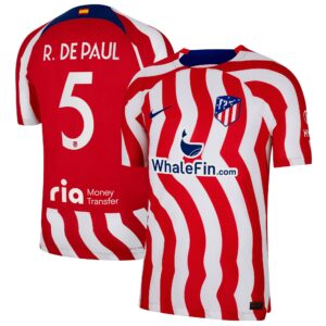 Atlético de Madrid Metropolitano Home Vapor Match Shirt 2022-23 with R. De Paul 5 printing